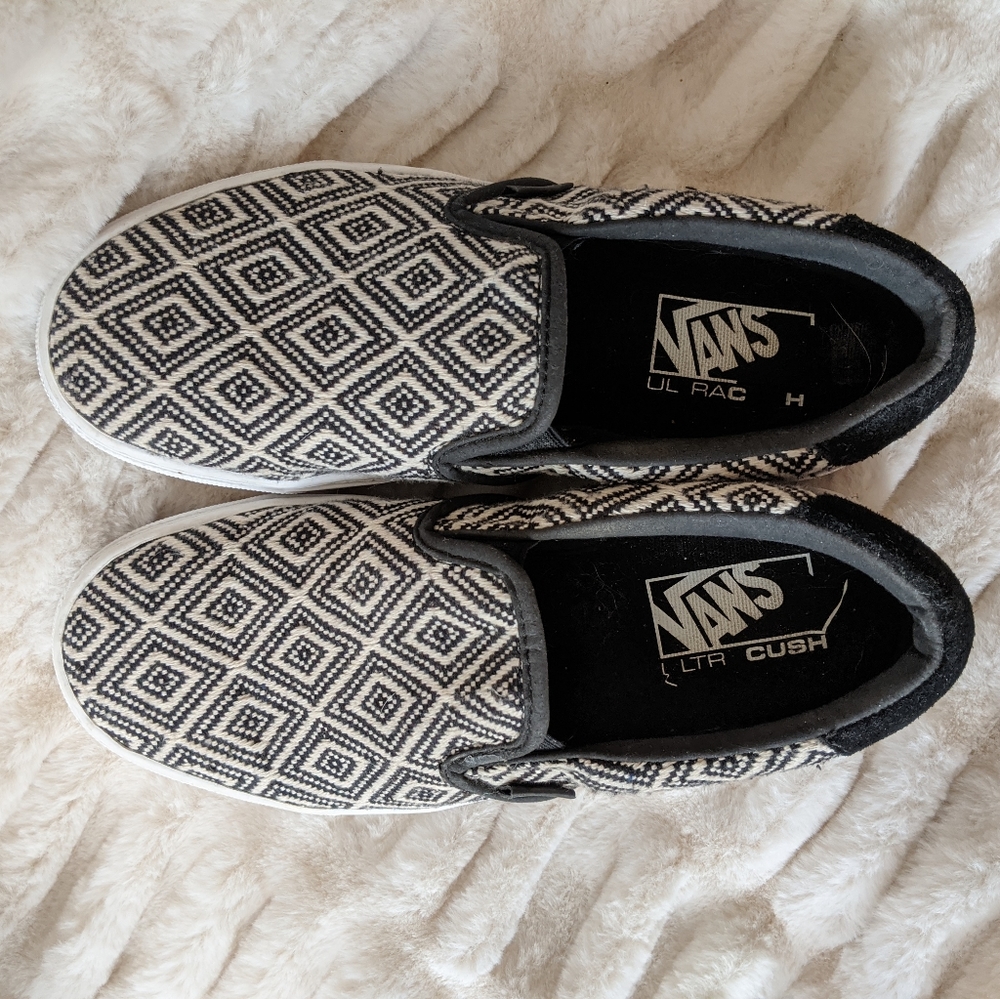 Vans Slip On black white boho